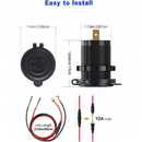 nzmegabuy dual USB-C car charger socket dimensions and wiring diagram with 10A fuse and 60cm cable