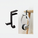 nzmegabuy black metal desk-clamp headphone hanger with protective leather pad holding white headphones on a table