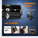 nzmegabuy 45cm 360W LED light bar showing adjustable mounting bracket and installation steps for off-road vehicles