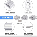 nzmegabuy aluminium figure-8 crimp sleeves for wire rope, showing smooth surface, double holes, and size comparison