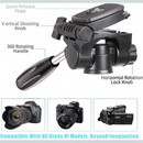 nzmegabuy ZOMEI 3-way pan head for camera tripod with quick release plate, rotation handles, and camera compatibility