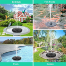 nzmegabuy 3W solar fountain pump with LED lights floating in a bird bath, fish pond, pool, and garden water feature.