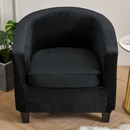 nzmegabuy black velvet tub chair slipcover with matching cushion cover on a modern armchair