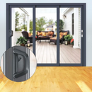 nzmegabuy black heavy-duty sliding patio door handle set with key lock installed on a glass door