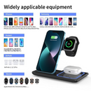 nzmegabuy black 3-in-1 wireless charging station for iPhone, Apple Watch, and AirPods with device compatibility list