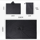 nzmegabuy black waterproof ripstop nylon rain poncho shown as a wearable cape and unfolded as a flat utility tarp