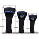 nzmegabuy 3-piece golf club head cover set in black and blue nylon with long necks and interchangeable number tags