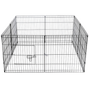 nzmegabuy 6-panel black powder-coated steel dog playpen with a secure bolt-latch door for indoor and outdoor use