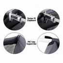 nzmegabuy grey pet car booster seat showing thick PE clapboard measurements and PVC tube support bar construction