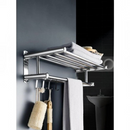 nzmegabuy 60cm stainless steel wall-mounted towel rack with storage shelf and hooks in a modern bathroom