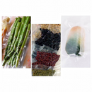 nzmegabuy 50-pack reusable vacuum sealer bags containing fresh asparagus, dried beans, and frozen food items