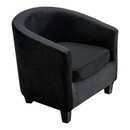 nzmegabuy black velvet tub chair slipcover with matching cushion cover on a modern armchair