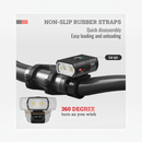 nzmegabuy USB rechargeable LED bike headlight mounted on handlebars with 360-degree rotation and non-slip rubber strap