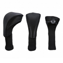 nzmegabuy 3-piece black nylon golf club head cover set for driver, fairway wood, and hybrid with long neck protection