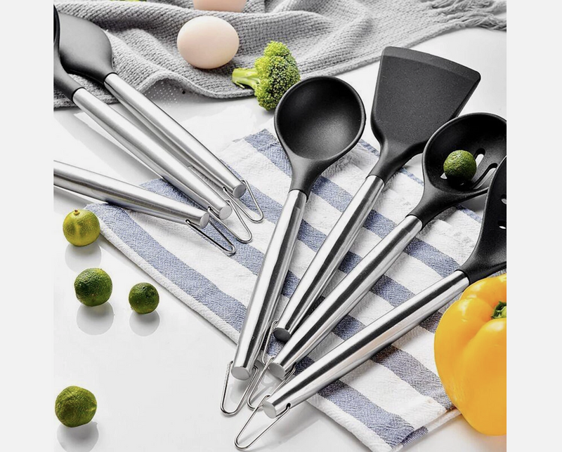 13PCS Silicone Kitchen Utensil Set Stainless Steel Handle Non-Stick Cooking Tool