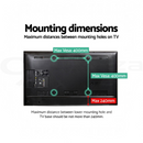 nzmegabuy heavy-duty steel TV stand mounting dimensions diagram showing VESA hole spacing on a television back panel