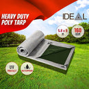 nzmegabuy heavy-duty 160gsm reversible silver and dark green polyethylene tarpaulin on a grassy field