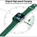 nzmegabuy white USB-C magnetic fast charging cable attached to a green Apple Watch showing 2-3 hour charge time
