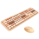 nzmegabuy wireless mechanical keyboard and mouse set with retro round keys in a warm multi-color gradient design