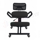 nzmegabuy black ergonomic kneeling chair with backrest, memory foam cushions, and adjustable metal frame