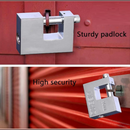 nzmegabuy hardened steel shipping container padlock with two keys, shown secured on a red metal door