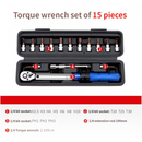 nzmegabuy 15-piece 1/4 inch torque wrench set with various hex, torx, and screwdriver bits in a black storage case