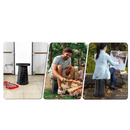 nzmegabuy black portable folding telescopic stool shown in indoor, camping, and outdoor art studio settings