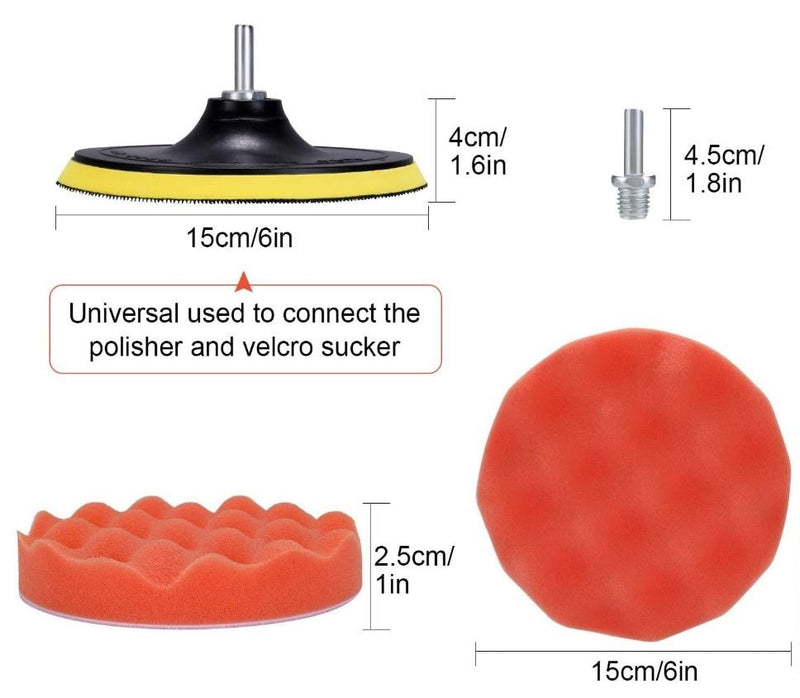 Car Polisher Buffer Cleaning Kit Polishing Waxing Buffing Sponge Pads