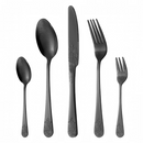 nzmegabuy 20-piece black stainless steel cutlery set featuring elegant embossed patterns on mirror-polished handles.