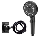 nzmegabuy black handheld shower head set with 1.5m hose, holder, and 82 silicone nozzles for high-pressure spray