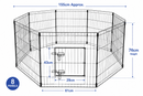 8 Panel Dog Playpen 76cm | Foldable Pet Exercise Pen | Black