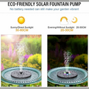 nzmegabuy 3W solar fountain pump with LED lights showing water spray height in sunny and cloudy conditions