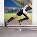 nzmegabuy black graduated compression socks worn by an athlete starting a race on a running track