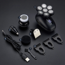 nzmegabuy 6-in-1 electric head shaver kit with 7D rotary blades, grooming attachments, and digital battery display