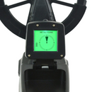 nzmegabuy metal detector showing a green backlit LCD screen with a metal found alert and battery indicator