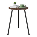 nzmegabuy round side table with a rimu wood-look top and black metal legs, featuring dimensions for small spaces.