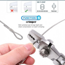 nzmegabuy wire rope crimping tool in use with steel cable and aluminium sleeve, showing precise jaw compression