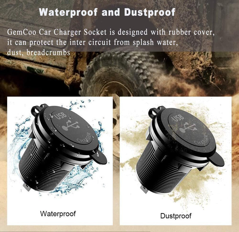 USB Car Charger Dual QC3.0+ PD Port With Voltmeter Outlet Socket for 12V Boat RV * 2 Colors