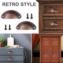 nzmegabuy set of 12 antique bronze shell-shaped cabinet handles with mounting screws installed on wooden furniture