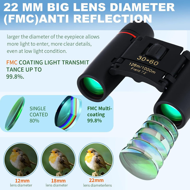Binoculars 30x60 Zoom Outdoor Travel with Carry Bag