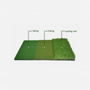 nzmegabuy 3-in-1 golf practice mat with three distinct artificial turf textures for driving, chipping, and putting.
