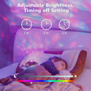nzmegabuy galaxy starlight projector creating a dreamy nebula effect in a child's bedroom with adjustable timer settings
