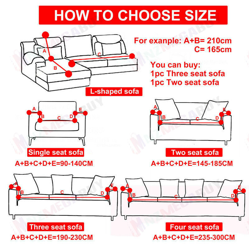 Stretch Sofa Cover Lounge Couch Removable Slipcover 'Mia Coffee *4 Sizes