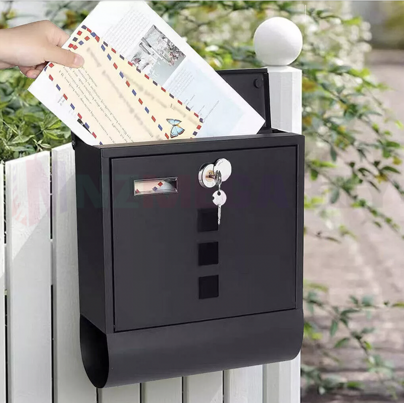 Mailbox Wall-Mounted Letter box w/ Paper Holder & Key Lock