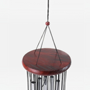 nzmegabuy 27 tube wind chime with a dark wood top and silver metal pipes hanging from a black string