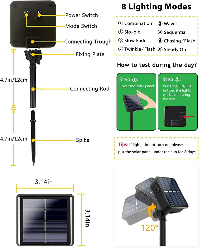 Solar Fairy String Lights 100LED 12Meter