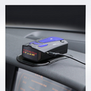 nzmegabuy V7 vehicle radar detector mounted on a car dashboard with a digital display showing full-band alerts
