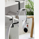 nzmegabuy black metal desk-clamp headphone hanger holding white headphones on a wooden desk surface