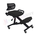 nzmegabuy black ergonomic kneeling chair with backrest, memory foam cushions, and adjustable height metal frame.