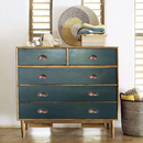 nzmegabuy set of 12 bronze shell-shaped cabinet handles installed on a dark green wooden dresser drawer
